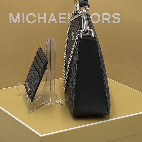 MICHAEL KORS GIFTABLE SHOULDER BAG & CARD HOLDER BOXED SET BLACK SIGNAT GLITTER - Picture 11 of 16